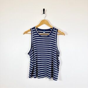 Old Navy Blue and White Striped Sunday Sleep Tank Top